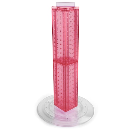 Azar Displays Four-sided 4"W x 24"H Pegboard Tower W/ Revolving 14.5" Base 700222-PNK